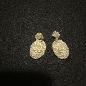 White rose earrings